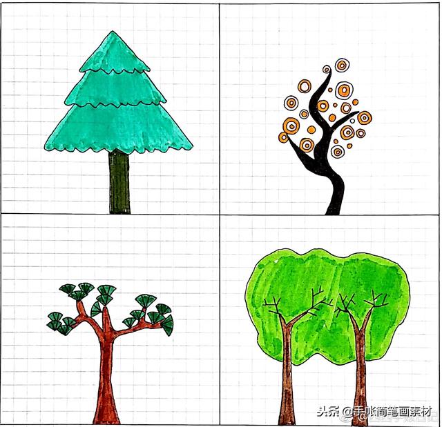 小清新风格小树的简笔画~